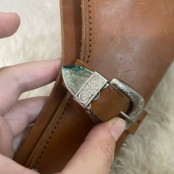 100% Leather Antique Toy Pistol Holder Western Cowboy - Picture 3 of 5